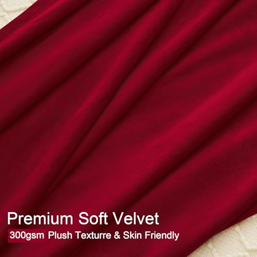 Topfinel Red Velvet Blackout Curtains 84in Set of 2 52W x 84L Grommet