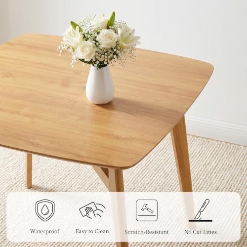 HIPIHOM 3-Piece Oak Dining Table Set for 2 with White Chairs, Space-Saving Kitchen Table