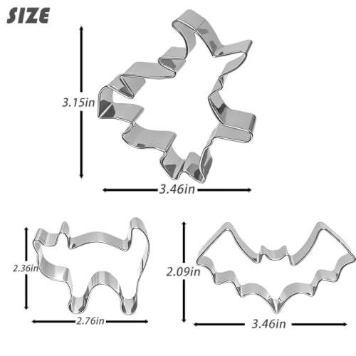 Halloween Cookie Cutter Set 6pcs – Hat, Ghost, Bat, Pumpkin, Cat, Wizard (Grevmeshvo Halloween Set)