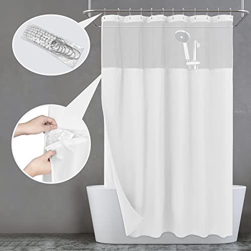 Waffle Weave Shower Curtain with Snap-in Liner and Hooks - 71x72 White