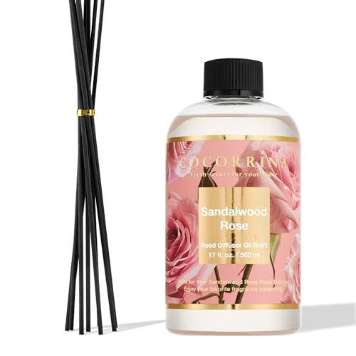 Sandalwood Rose Reed Diffuser Refill Set - 17oz Long-Lasting Home Fragrance