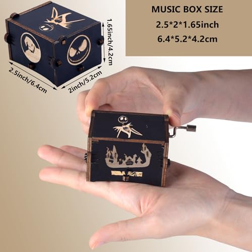 Engraved Wooden Hand Crank Music Box - This Is Halloween Melody