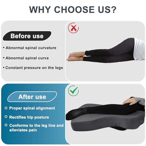 Memory Foam Knee Pillow for Side Sleepers – 4" Height Leg Support