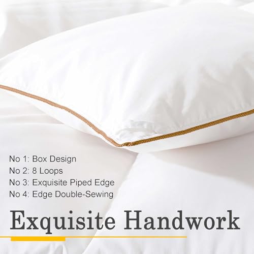100% Cotton Feather Down Fiber Comforter & Duvet Insert with Corner Tabs