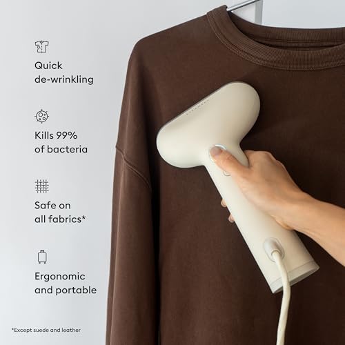 Handheld Clothes Steamer and Iron, 1200W Garment Wrinkle Remover, Beige