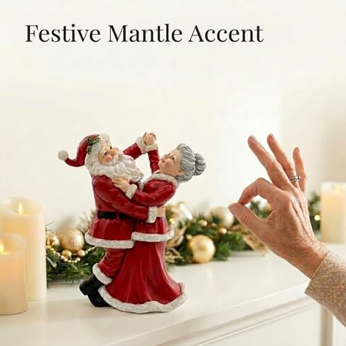 10-Inch Dancing Santa & Mrs. Claus Christmas Figurine - Holiday Decor