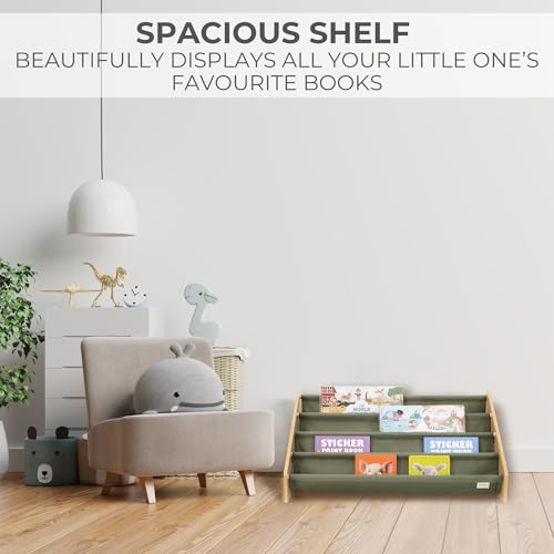 Wooden Kids Bookshelf - Montessori Nursery Book Storage for Playroom