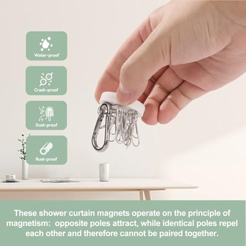 Silicone Shower Curtain Weights - Heavy Duty Magnetic Curtain Weights (8 Pack)