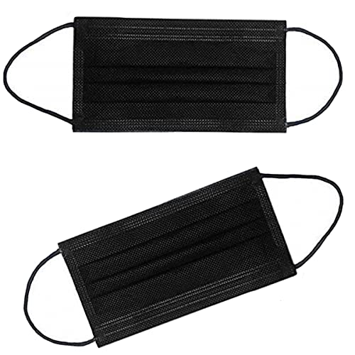 3-Ply Black Disposable Face Masks (100 Pack) - Breathable Non-Woven