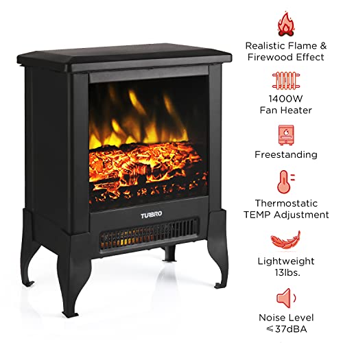 Compact Electric Fireplace Stove Freestanding Heater with Realistic Flame