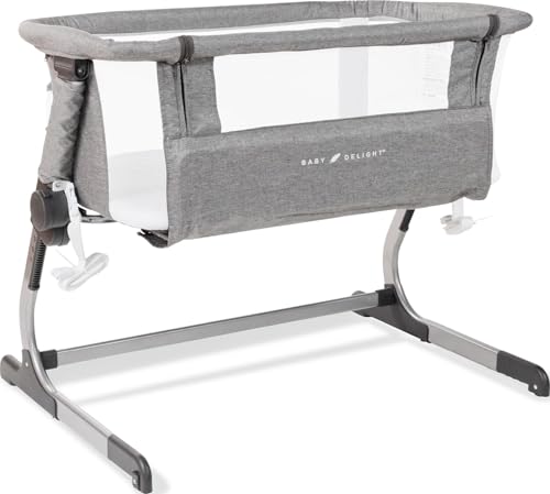 Bedside Sleeper Bassinet - Adjustable Height Breathable Mesh (Charcoal Tweed)