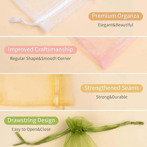 Crweety 50PCS Organza Bags 3x4 Multicolor Small Gift Bags for Jewelry