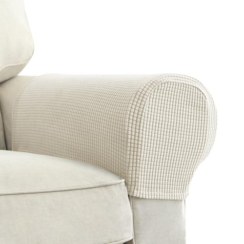 Elastic Polyester Sofa Arm Covers - Scratch Resistant, 2 Pcs, Washable (Dark Grey)