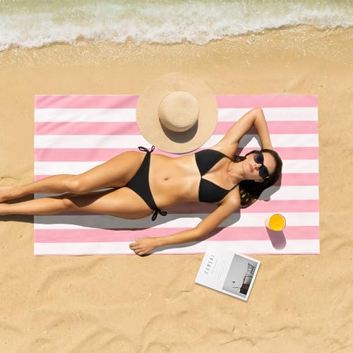 4-Pack Oversized Microfiber Beach Towels, 30x60 Striped Quick-Dry Swim Towels