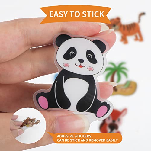 Jungle Animals Window Clings - 21 PCS Reusable Gel Stickers for Kids