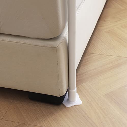 Twin Size Metal Canopy Bed Frame Posts - Four Corner Bracket Set, White