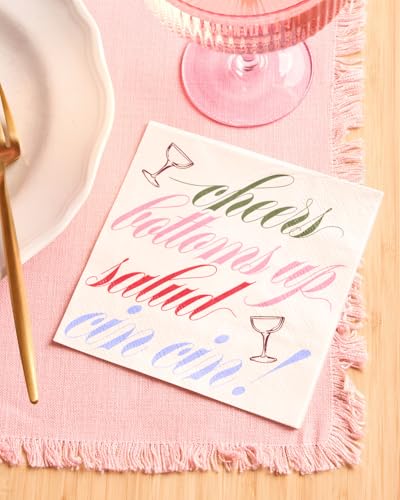 25-Pack Cheers Cocktail Napkins - White Party & Bridal Shower Decor