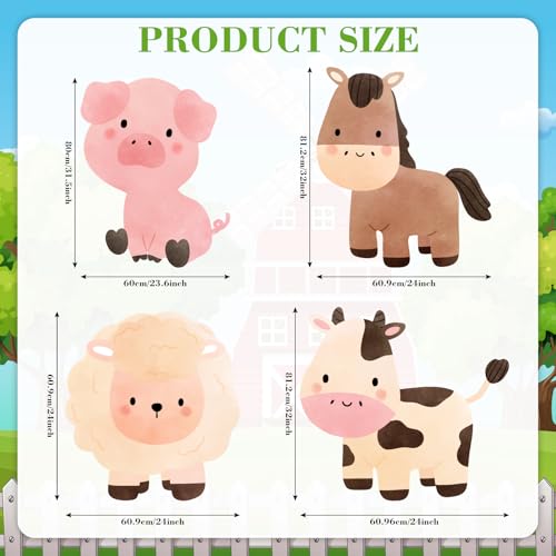 4 Pcs Large Farm Animal Cardboard Cutouts, Party Decorations for Kids