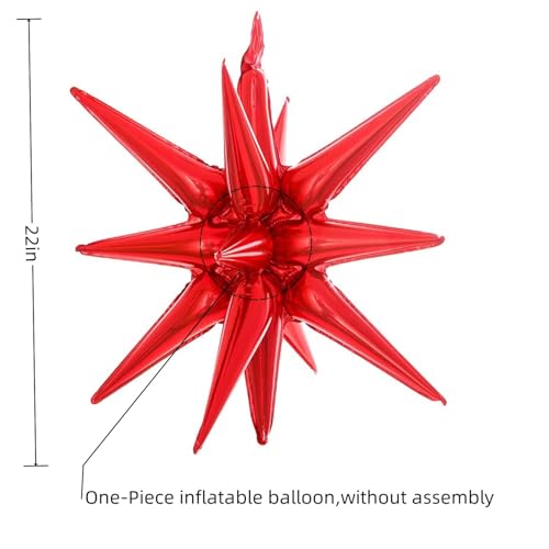 BBPOOL Red Star Balloons 22 Inch Foil Starburst Balloons for Party Decorations