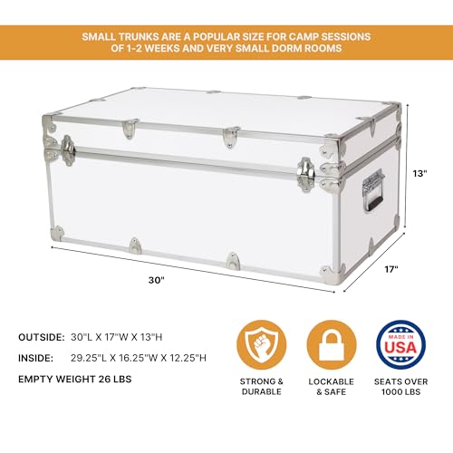 Small Rolling Storage Trunk with Wheels, 30-Inch Heavy-Duty Footlocker