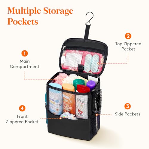 Mesh Shower Caddy Portable College Dorm Room Toiletry Bag Organizer Black