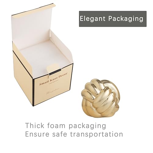 Small Gold Ceramic Knot Decor, Minimalist Modern Tabletop Ornament
