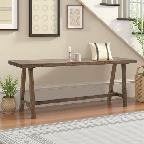Rustic Solid Wood Farmhouse Entryway Bench - 47.2 Inch Indoor Seating