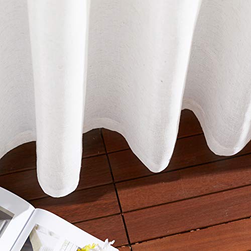 Flax Sheer Linen Curtains - Semi-Transparent Grommet Drapes, 2 Panels, 52" x 84"