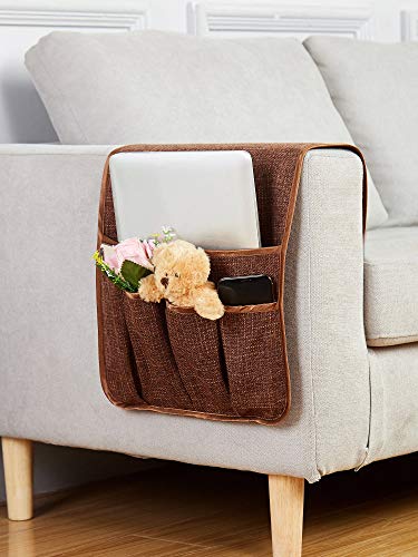 Non-Slip Sofa Armrest Organizer Caddy with Pockets for Remote and Tablet