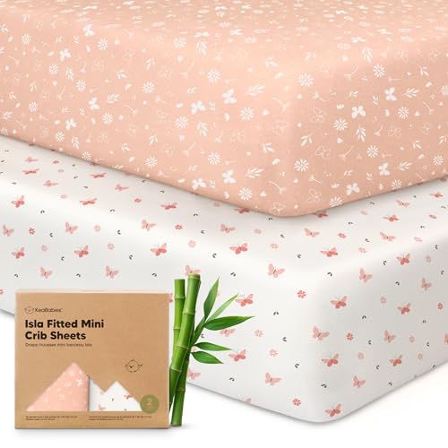 KeaBabies Pack and Play Fitted Sheets 2-Pack - Soft Bamboo Viscose (38x26 in)
