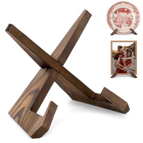6.5-Inch Wooden Plate Stand, Decorative Tabletop Display Easel
