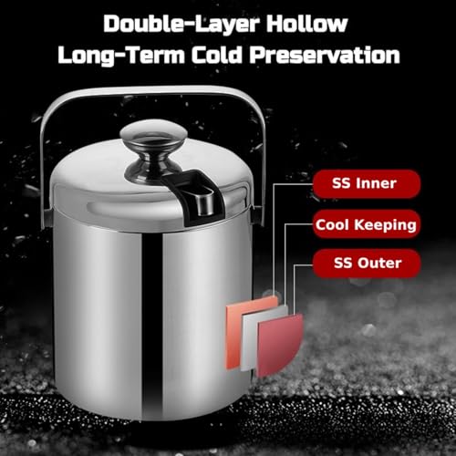 1.3L Double-Wall Stainless Steel Wine & Champagne Ice Bucket with Lid & Tongs