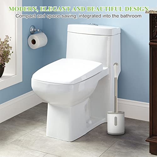 Compact Toilet Brush and Holder Set - Stainless Steel Handle, Space Saving