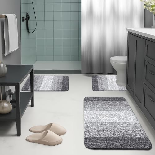 4-Piece Bathroom Accessory Set with Shower Curtain, Liner, and Bath Rugs