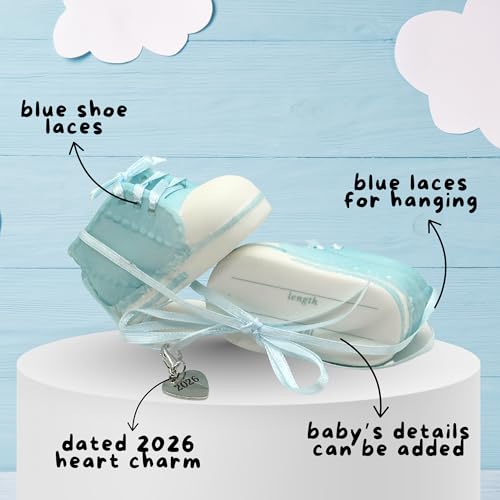 Personalized Baby Boy First Christmas Ornament - Blue Booties with Dated 2026
