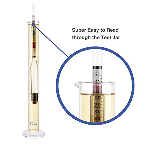 Triple Scale Hydrometer and Glass Test Jar Kit for Wine and Beer