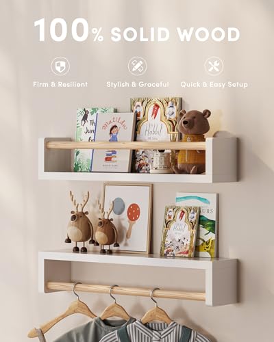 Set of 3 Wall-Mounted Floating Nursery Book Shelves for Kids Room