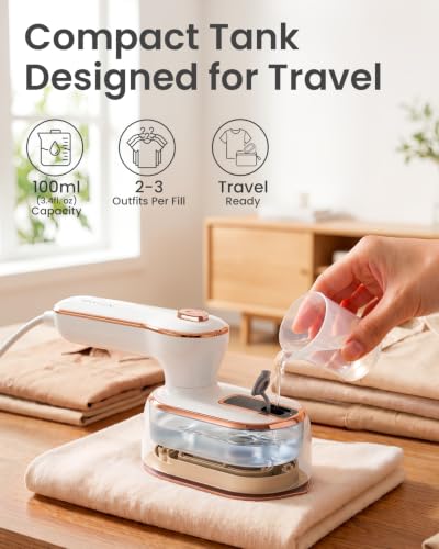 Nirrom Portable Garment Steamer & Iron, 180° Rotatable Handle, 970W