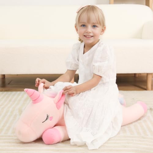 32-Inch Giant Pink Unicorn Plush Toy, Jumbo Soft Stuffed Animal Pillow