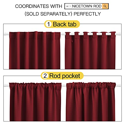 NICETOWN Burgundy Red Blackout Curtains 52x84 Inches Double Panel Thermal Insulated Drapes - Holiday Home Decor
