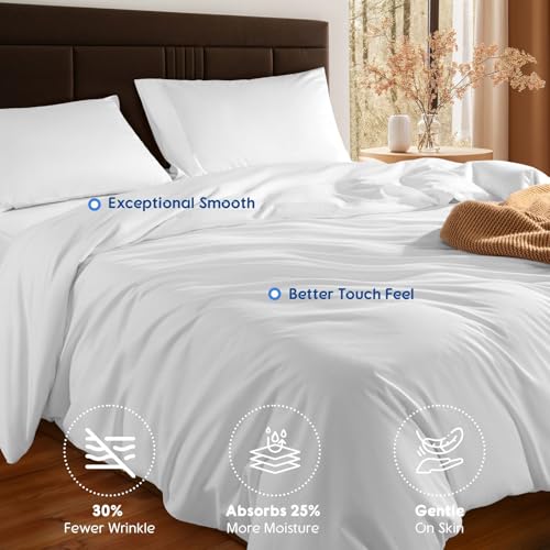 1000 Thread Count Egyptian Cotton King Duvet Cover Set - White