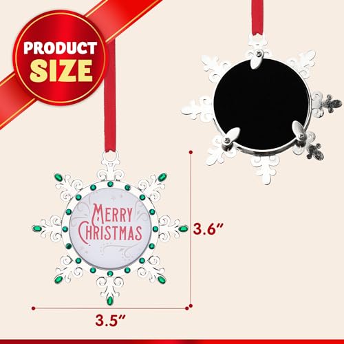 Joiedomi Christmas Photo Ornament Snowflake with Green Gems - Family Decor