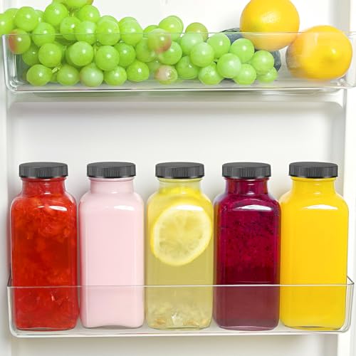 TUZAZO Glass Juice Bottles with Lids - 12oz Reusable Clear Drink Containers (10 Pack)