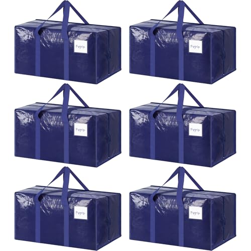 FYGRIP Extra Heavy Duty Large Moving Bags 6 Pack, Dark Blue