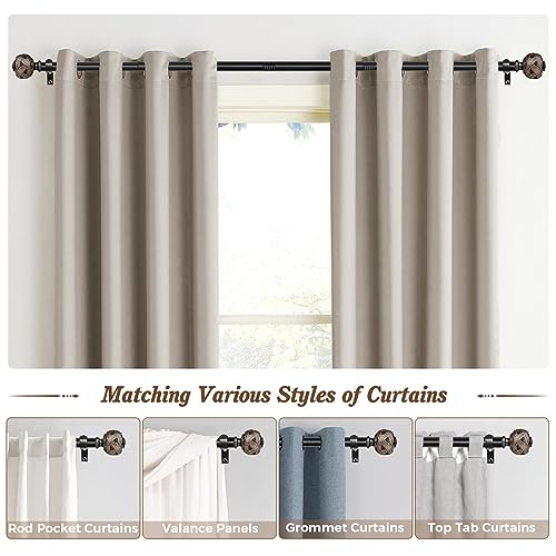 Woven Leaf Curtain Rod Finials for 1-Inch Rods, Black Decorative Caps (2 Pack)