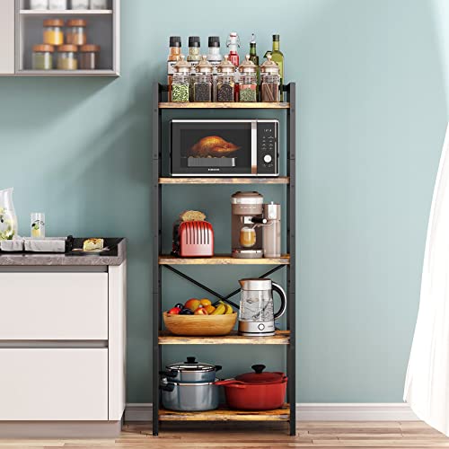 5-Tier Industrial Bakers Rack with Storage for Kitchen and Coffee Bar