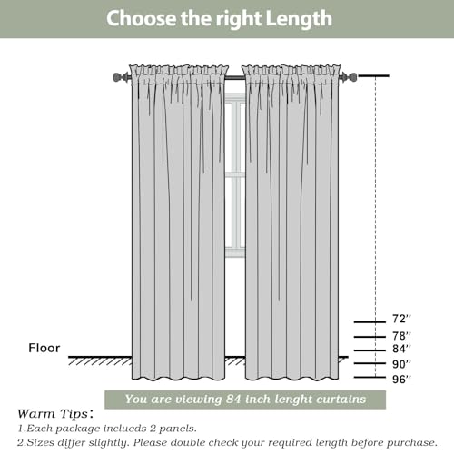 OWENIE White Sheer Curtains 84 Inches Long - 2 Panel Rod Pocket Set
