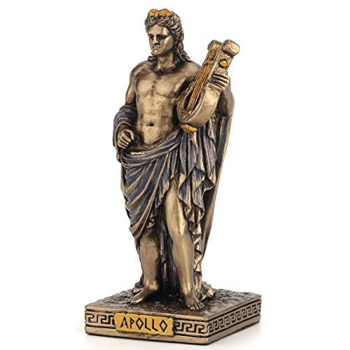 Apollo Greek God Miniature Figurine, Bronze Finish Polyresin Statue