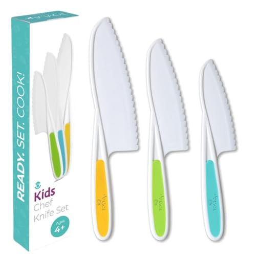 Kids Safe Cooking Knife Set - 3 Piece Toddler Kitchen Tools (Ages 4+)