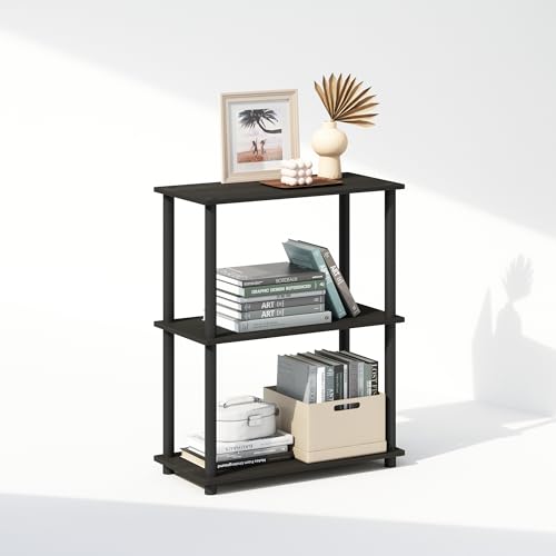 3-Tier Open Bookshelf, Compact Wood Display Rack for Home Office and Bedroom